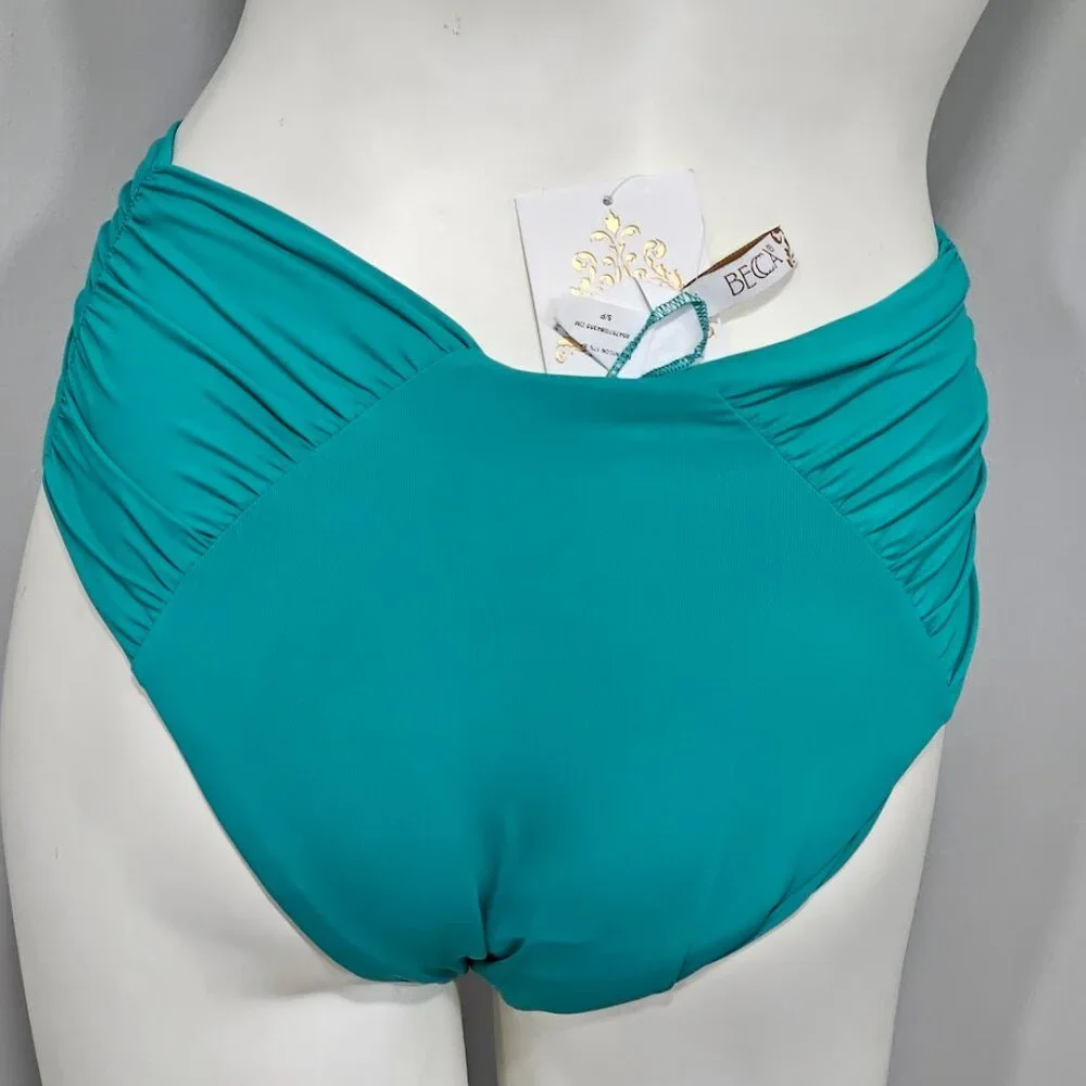Becca Ruched High-Waist Bikini Bottoms - Picture 4 of 9